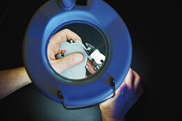 Material testing through magnifying glass